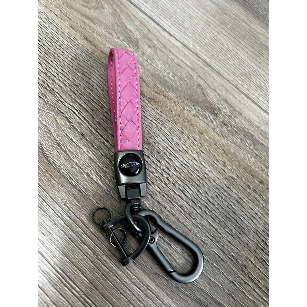Pink Leather Keychain‎ Handmade Wrist Strap Fingerprint Resistant Blue
